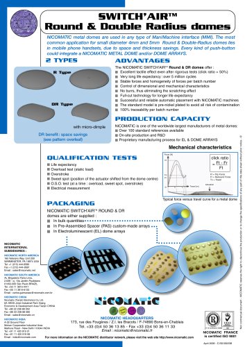 Metal dome switching technology: round and double radius domes