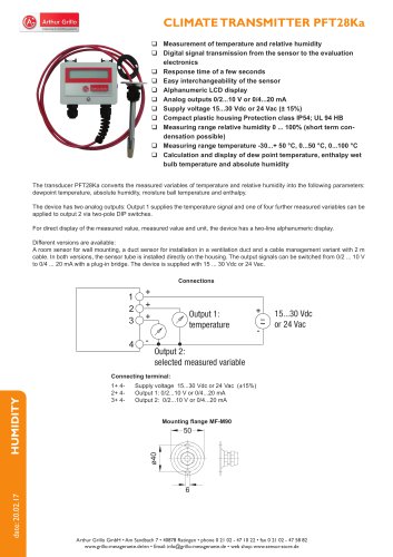 CLIMATE TRANSMITTER PFT28Ka