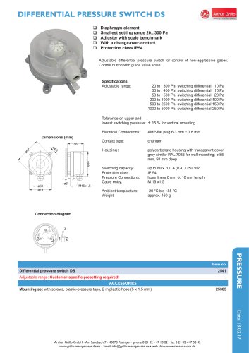 data sheet pressure switch - DS