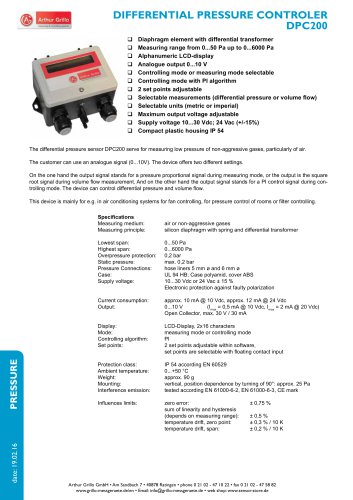 DPC200 - differential pressure / volume flow controller