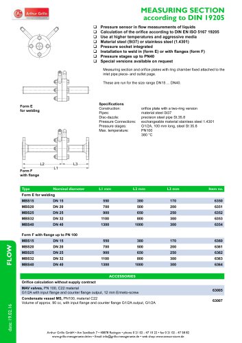 meassure extand - measuring section according to DIM 19205