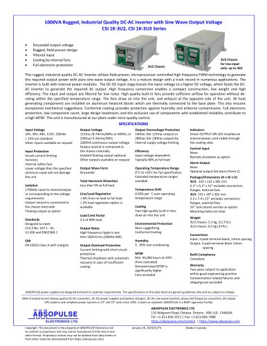 CSI 1K-3U2, CSI 1K-3U3 Series