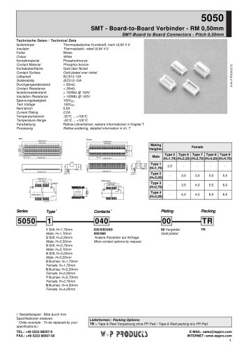 SMT-Board to Board Connectors - Pitch 0,50mm