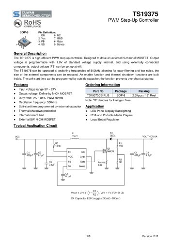 TS19375CS Power Management Ics-Switching Regulator-DC/DC Controller (External Switch)