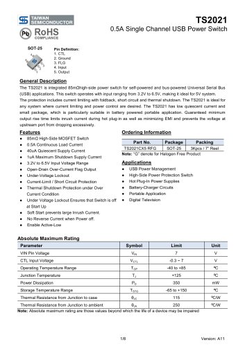 TS2021CX5 Power Management Ics-Analog IC-USB Power Switch