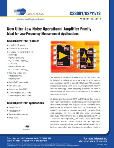 CS3001/02/11/12 Ultra-Low-Noise Operational Amplifier Family