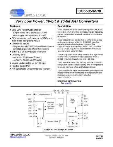 CS5505/06/07/08 Low-Power, 16/20-Bit A/D Converters