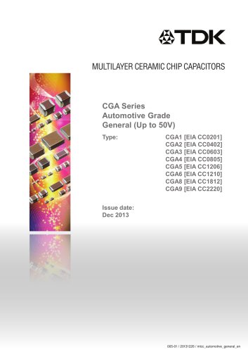 Multilayer Ceramic Chip Capacitor CGA Series Automotive Grade General (Up to 50V)