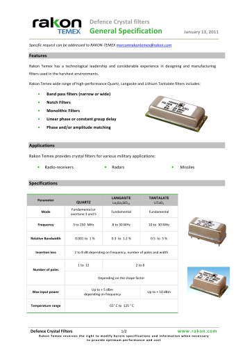 Crystal filters FTF 1