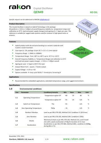 Crystal Oscillator Hybrid DIP    XO QEN 49