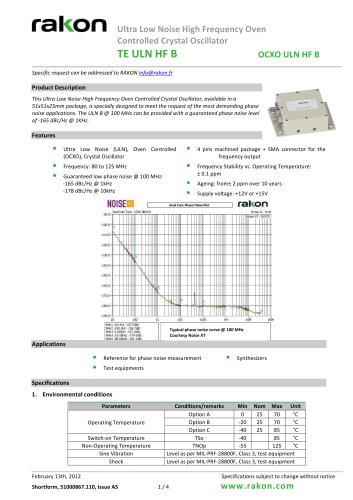  Oven Controlled Crystal Oscillator  for ground applications OCXO ULN HF B