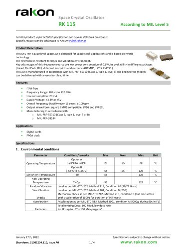 Space Crystal Oscillator  XO RK 115