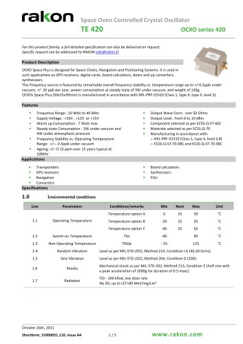 Space OCXO Plus TE420 OCXO Series 420