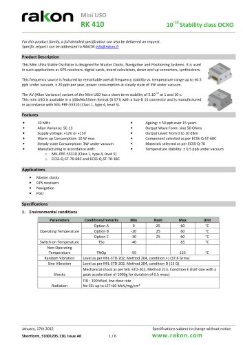 Space Oven Controlled Crystal Oscillator OCXO Mini USO RK 410