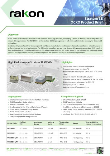 STRATUM 3E OCXO BRIEF FACT SHEET