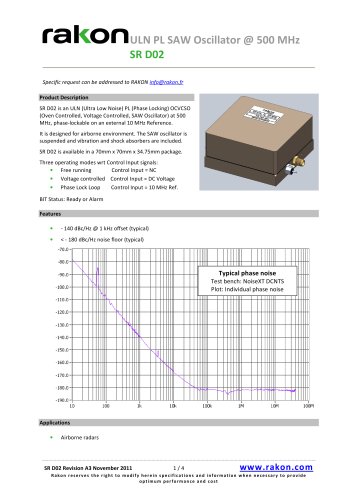 ULN SAW Oscillator OCSO for airborne applications SR D02 500 MHz  