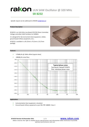 ULN SAW Oscillator OCSO for ground applications SR B232 320 MHz