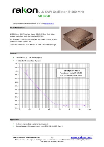 ULN SAW Oscillator OCSO for ground applications SR B250 500MHz