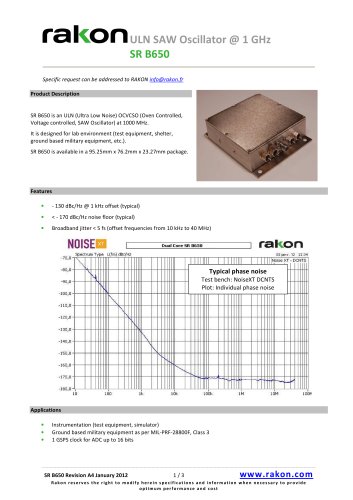 ULN SAW Oscillator OCSO for ground applications SR B650 1000 MHz