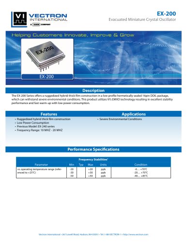 EX-200 Evacuated Miniature Crystal Oscillator (EMXO)