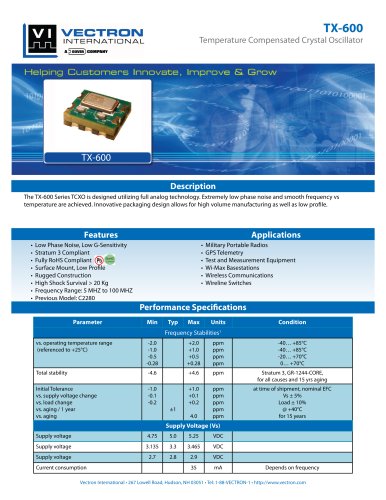 TX-600 Temperature Controlled Crystal Oscillators (TCXO)