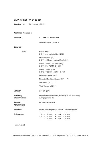 31 02 001 - ALL METAL GASKETS