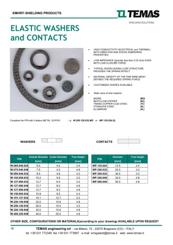 ELASTIC WASHERS and CONTACTS