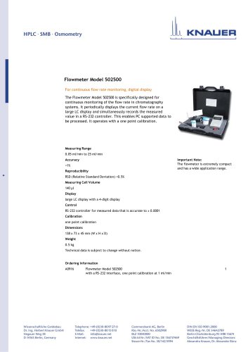 Flowmeter Model 502500