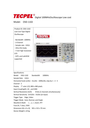 Digital Storage Oscilloscope 100MHz