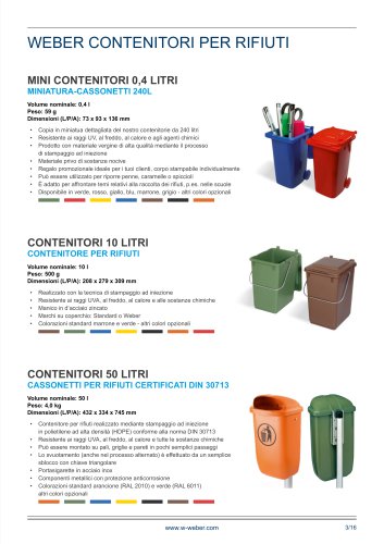 Contenitori per Rifiuti (Miniatura, 10L & 50L)