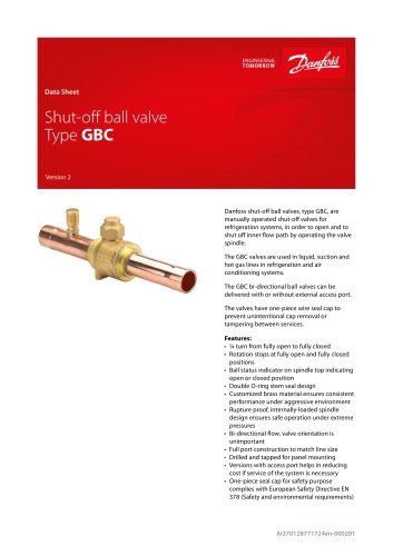 Shut-off ball valve Type GBC