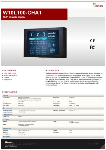 10.1" Chassis Display W10L100-CHA1