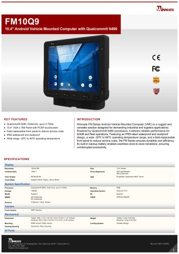 10.4" Android Vehicle Mounted Computer with Qualcomm&reg; 6490 FM10Q9