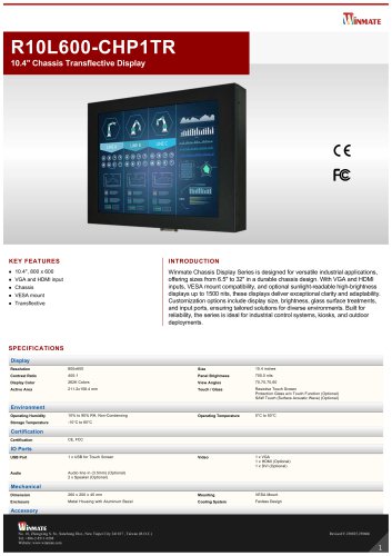 10.4" Chassis Transflective Display R10L600-CHP1TR