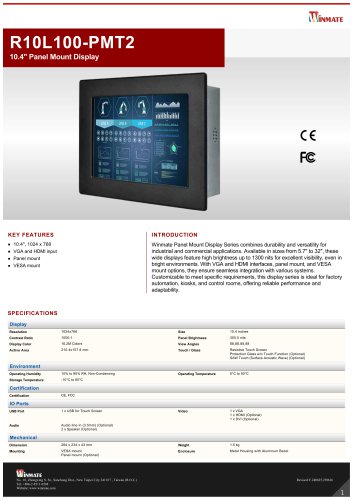 10.4" Panel Mount Display R10L100-PMT2