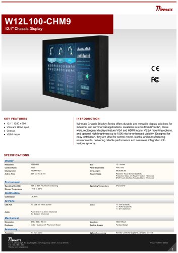 12.1" Chassis Display W12L100-CHM9