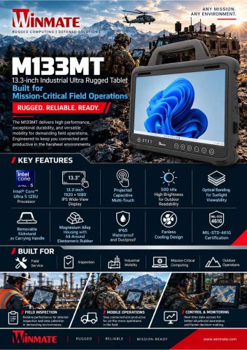 13.3&rdquo; Intel&reg; Core&trade; Ultra 5 125U Industrial Ultra Rugged Tablet M133MT