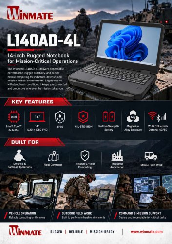 14-inch Rugged notebook with Intel&reg; Core&trade; i5-1235U L140AD-4L