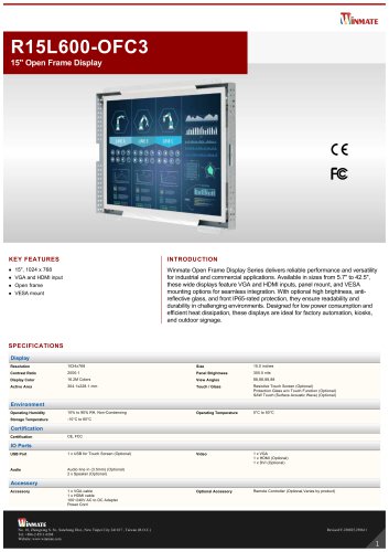 15&rdquo; Open Frame Display R15L600-OFC3