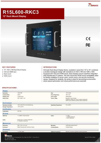 15" Rack Mount Display R15L600-RKC3