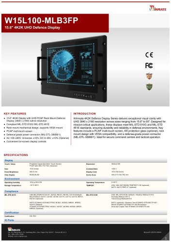 15.6" 4K2K UHD Defence Display W15L100-MLB3FP