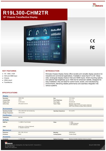 19" Chassis Transflective Display R19L300-CHM2TR