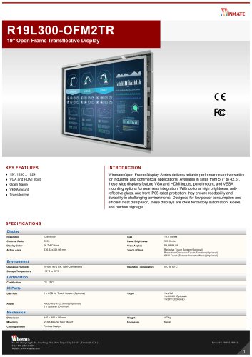 19&rdquo; Open Frame Transflective Display R19L300-OFM2TR