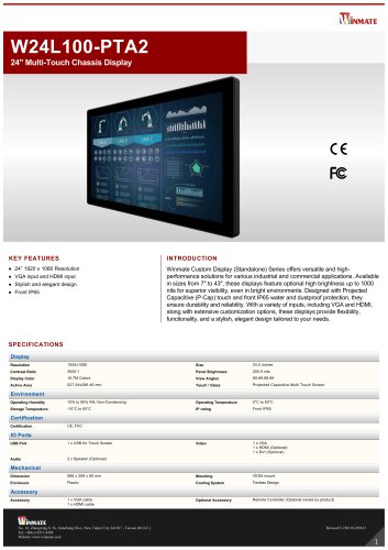24" Multi-Touch Chassis Display W24L100-PTA2