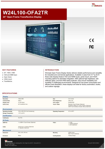 24&rdquo; Open Frame Transflective Display W24L100-OFA2TR