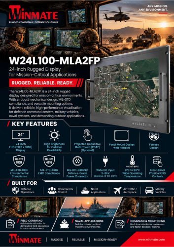 24" PCAP Rack Mount Defence Display W24L100-MLA2FP