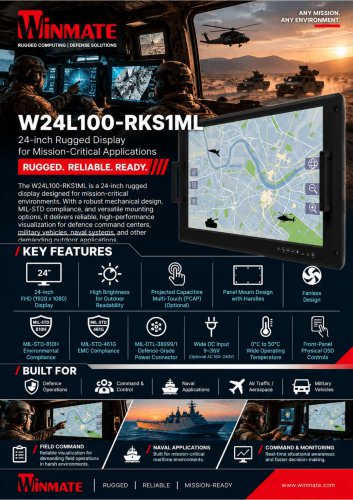 24" Rack Mount Protective Glass Defence Display W24L100-RKS1ML