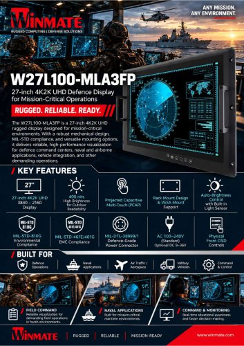 27" 4K2K UHD Defence Display W27L100-MLA3FP
