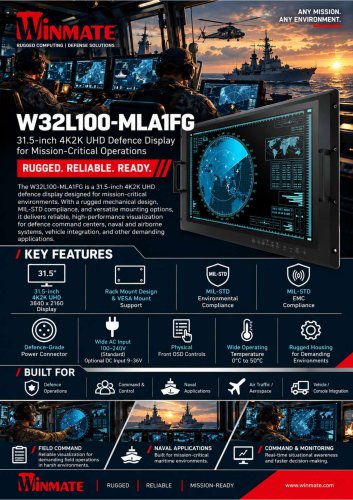 31.5" 4K2K UHD Defence Display W32L100-MLA1FG