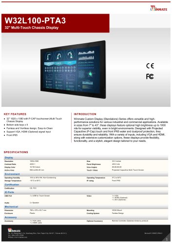 32" Multi-Touch Chassis Display W32L100-PTA3